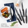 GRANITESTONE Nutri Blade 5 in. Blade High Grade Stainless Steel Serrated  Edge Full Tang Steak Knives in Black (Set of 6) 7900 - The Home Depot