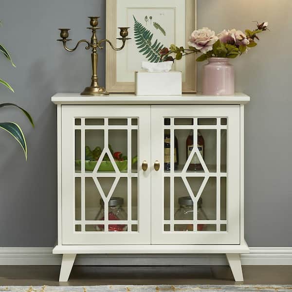 Tahanbath Storage Cabinet with Shelf, White Sideboard Cabinet for Living Room, Hallway, Dining Room, Entryway