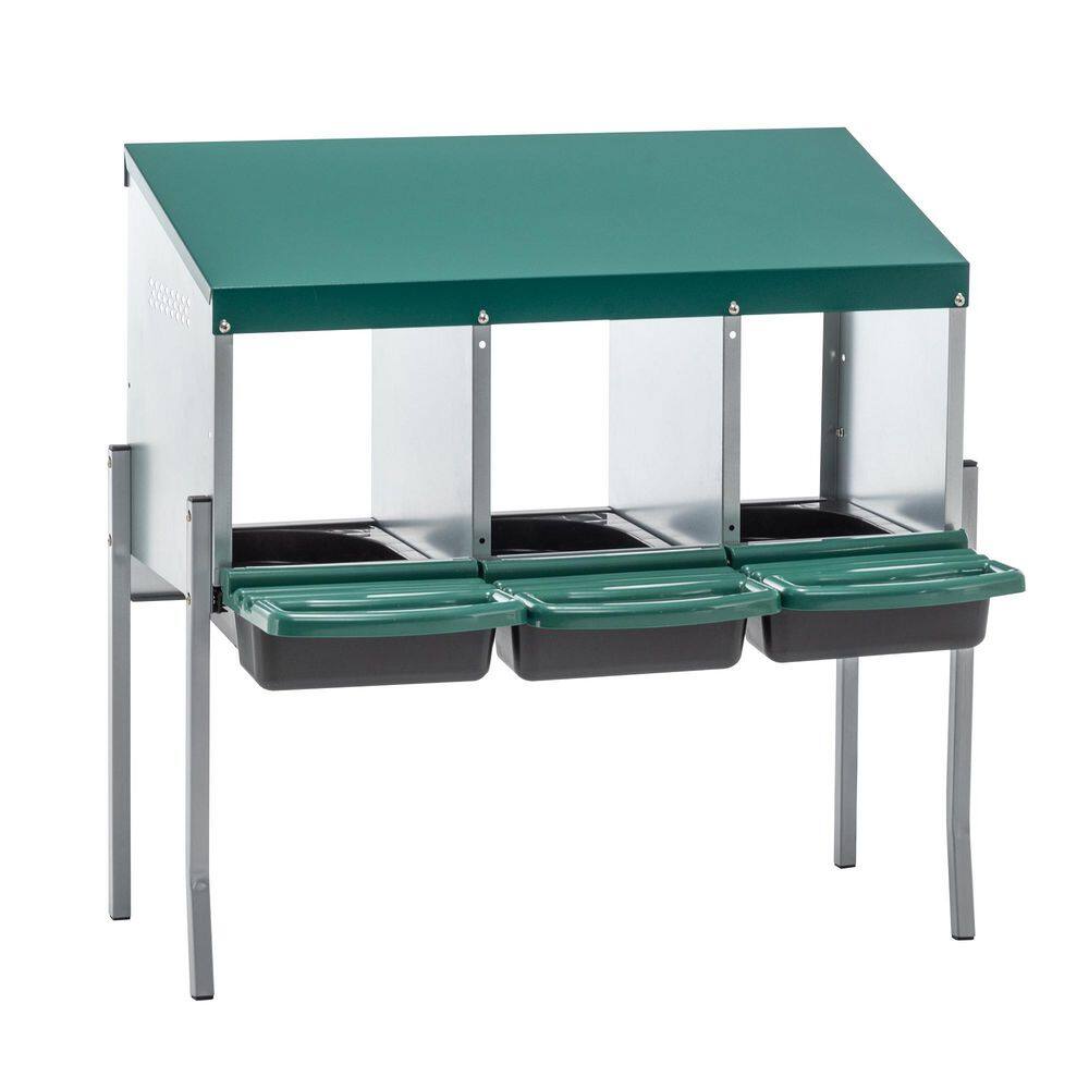 Avex Green 31.88 in. H x 31.5 in. W x 12.99 in. D Metal Chicken Coops 3 Holes Chicken Nesting Boxes with Legs price history on PriceWatchPro