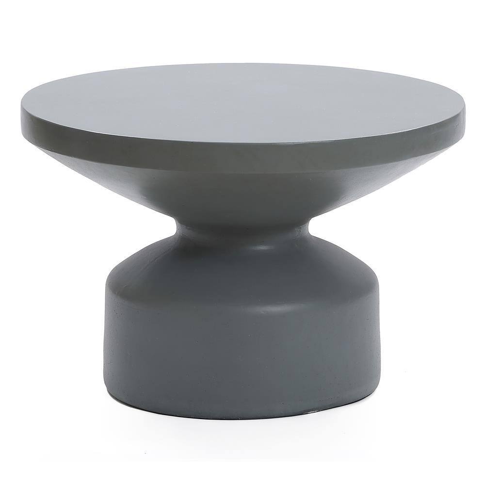 LuxenHome Gray Magnesium Oxide Round Outdoor Coffee Table