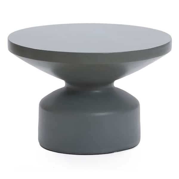 LuxenHome Round Composite 16.14 in. Outdoor Coffee Table