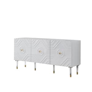 Kasimira 65 in. White High Gloss with Gold Accent Modern Sideboard