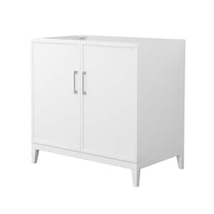 Elan 35 in. W x 21.5 in. D x 34.25 in. H Single Bath Vanity Cabinet without Top in White with Brushed Nickel Trim