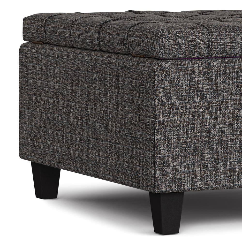 Ebony Tweed Tufted Square Storage Ottoman Coffee Table