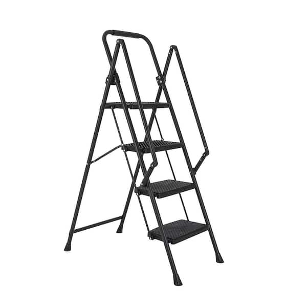 maocao hoom 4.5 ft. Reach, 4-Step Foldable Light Weight Wide Anti Slip Pedal and Safety Handle, Sturdy Multi-Purpose Step Ladder