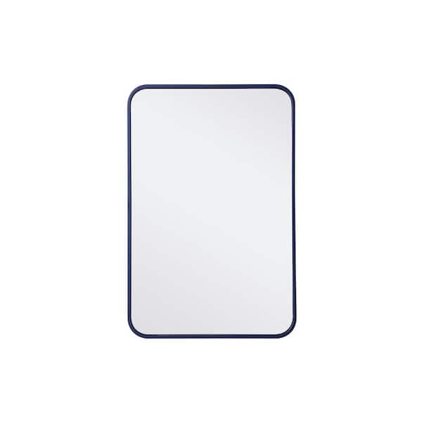 Unbranded Timeless Home 30 in. H x 20 in. W Blue Modern Soft Corner Rectangular Wall Mirror