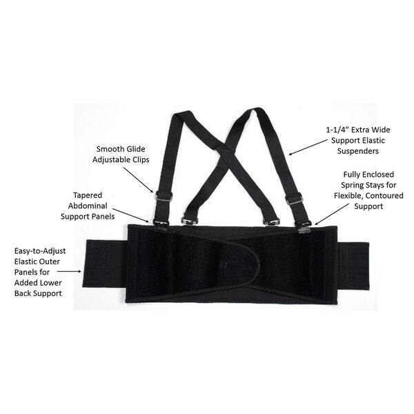 Cordova Safety Products High-Visibility Adjustable Back Support Belt with Attached Suspenders Orange Large