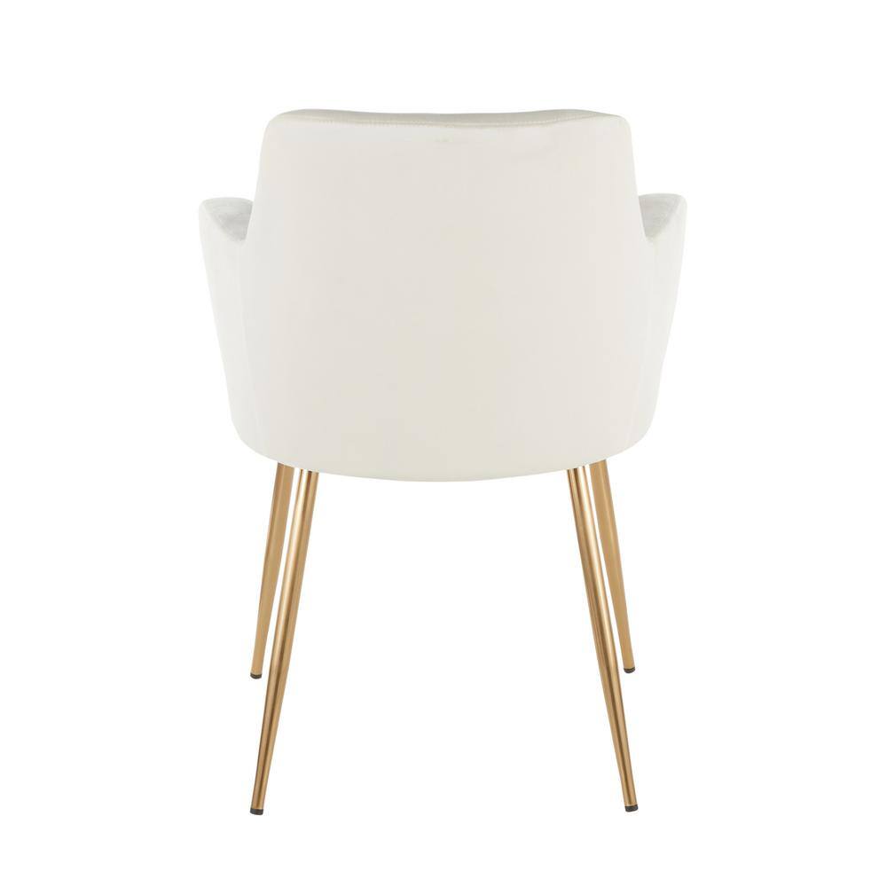 Elegant Cream Velvet Upholstered Arm Chair with Metallic Base