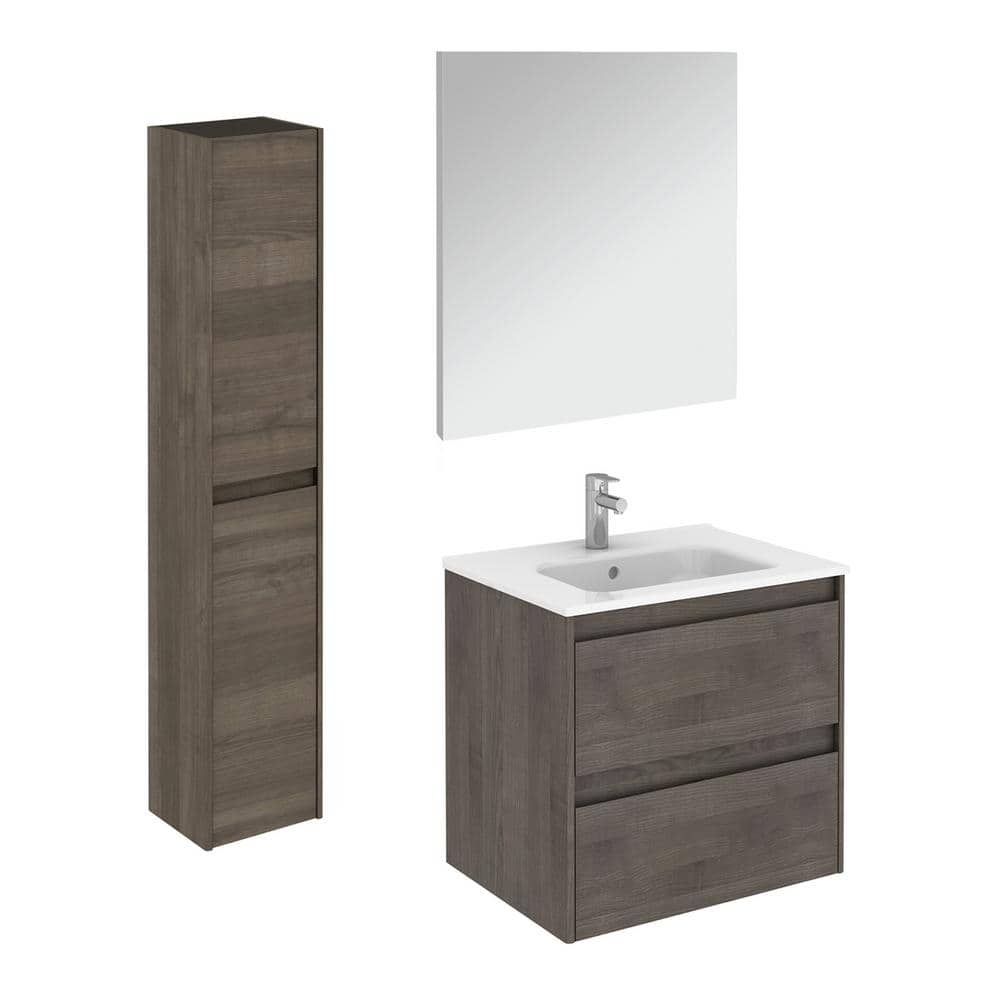 Ambra 23.9 in. W x 18.1 in. D x 22.3 in. H Bathroom Vanity Unit in Samara Ash with Mirror and Column -  WS Bath Collections, Ambra60Pack2SA