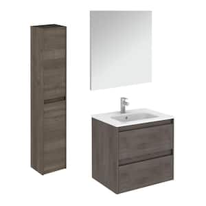 Ambra 23.9 in. W x 18.1 in. D x 22.3 in. H Bathroom Vanity Unit in Samara Ash with Mirror and Column