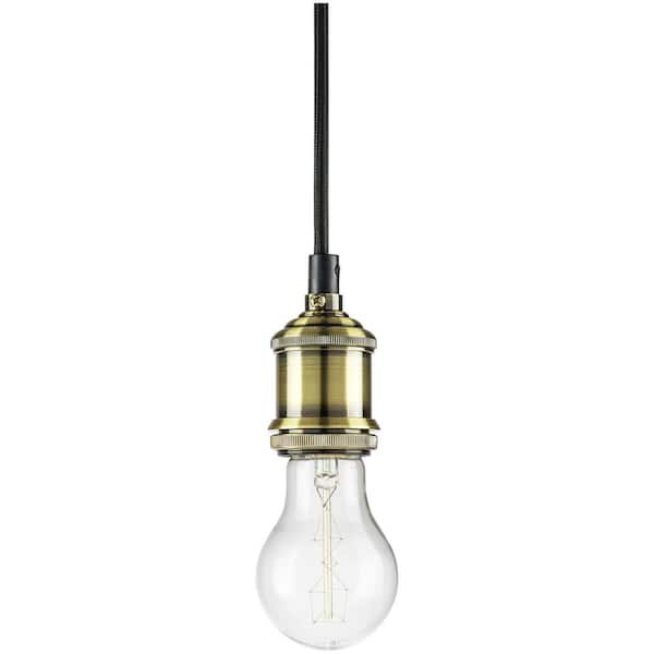 Sunlite 1-Light Antique Polished Bronze 42 in. Braided Cord Vintage Hanging Pendant