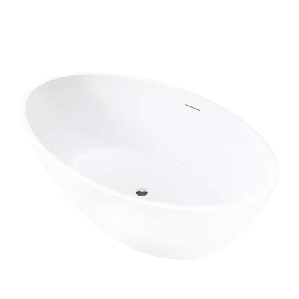 Modern White Acrylic Freestanding Soaking Bathtub with Overflow
