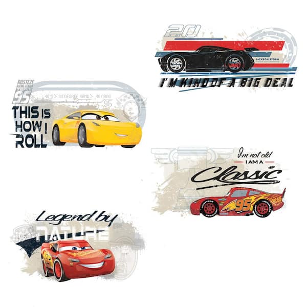 RoomMates Red and Yellow and Black Cars 3-Racing Wall Decals
