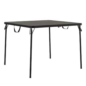 38.5 in. Fold in Half Steel Card Table with/Handle, Black, Indoor and Outdoor, Wheelchair Accessible