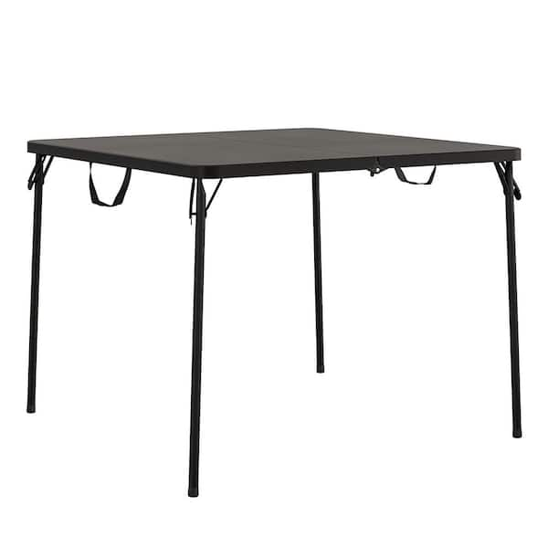 Cosco 38.5 in. Fold in Half Steel Card Table with/Handle, Black, Indoor and Outdoor, Wheelchair Accessible