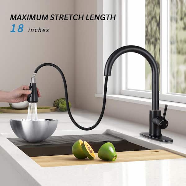 Single-Handle Kitchen Faucet Pull Down Sprayer Kitchen Faucet with Deck Plate in Oil Rubbed Bronze
