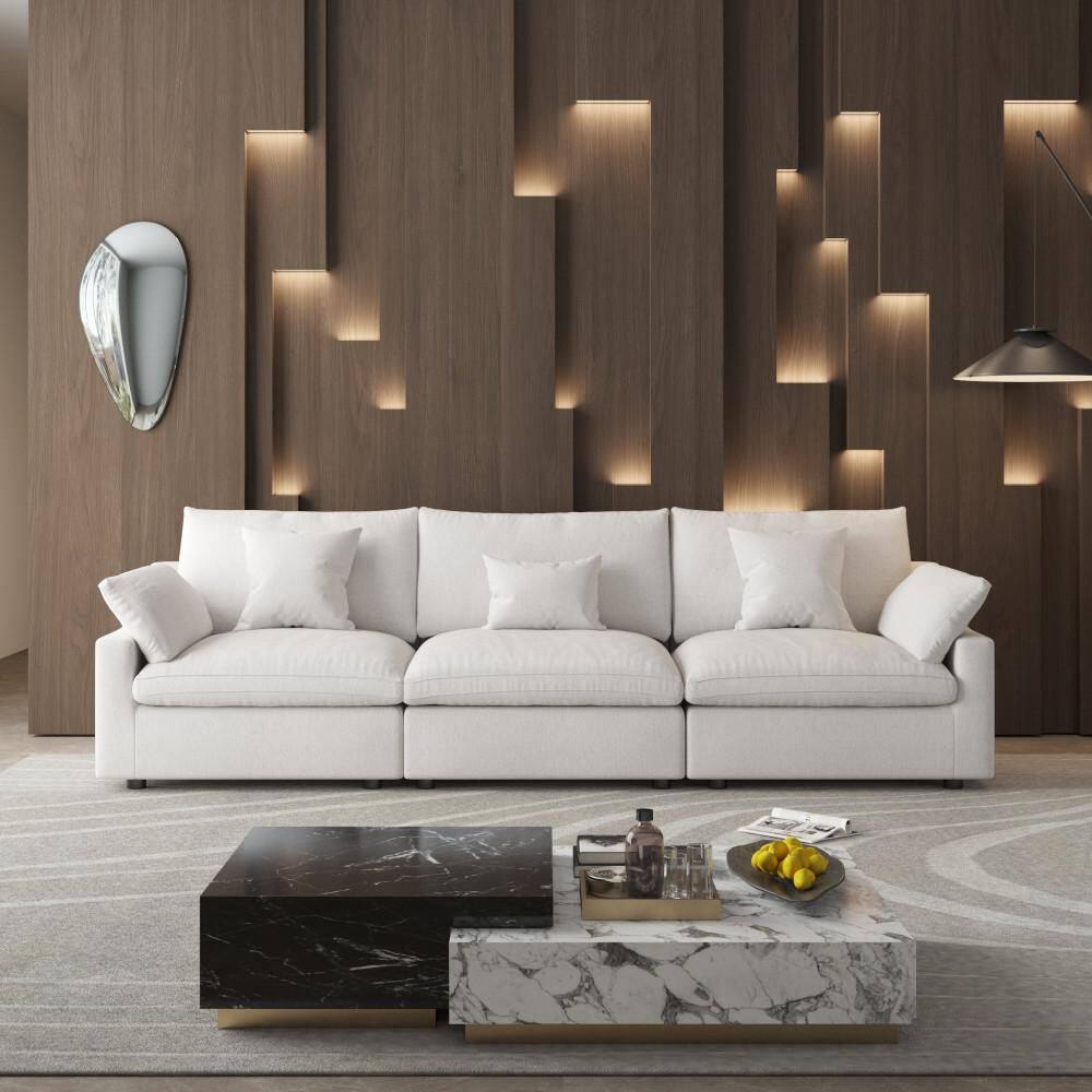 119.2 in. Square Arm 3-piece Linen Modular Sectional Sofa in. Beige, Living Room Couch, Customizable Design price history on PriceWatchPro