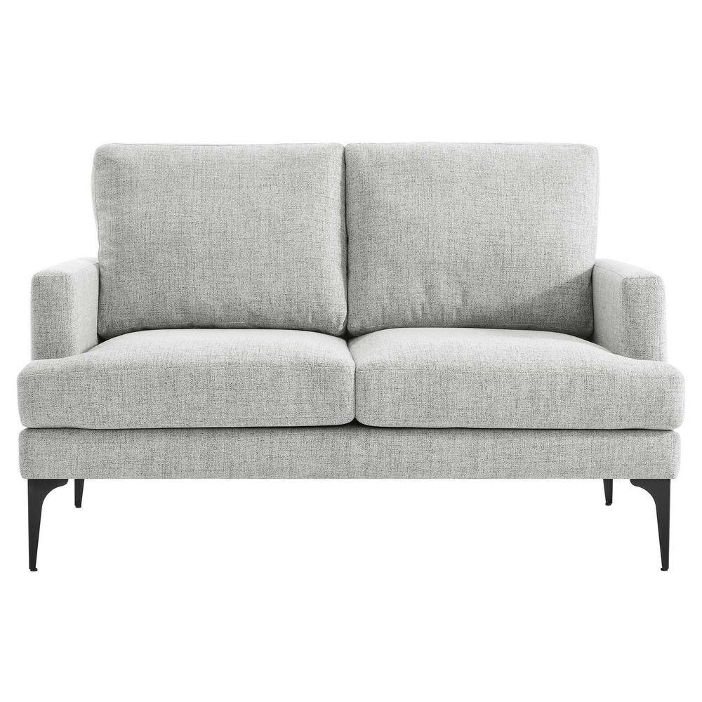Light Gray Upholstered Fabric Loveseat with Metal Legs