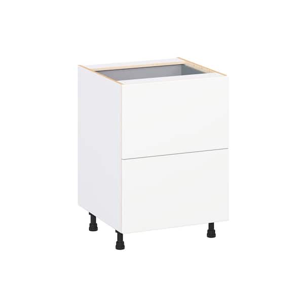Timberline 24 in. W x 24 in. D x 34.5 in. H Assembled Slab Drawer Base Kitchen Cabinet in Bright White with 3-Drawers