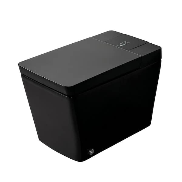 ANGELES HOME Matte Black Smart Toilet Bidet with Auto Open/Flushing & LED Display