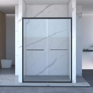 Victoria 56-60 in. W x 70 in. H Sliding Semi-Frameless Shower Door in Matte Black Finish with Clear SGCC Tempered Glass