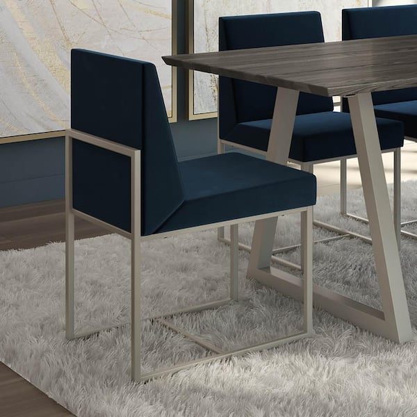 Amisco Derry Dark Blue Velvet / Grey Metal Dining Chair