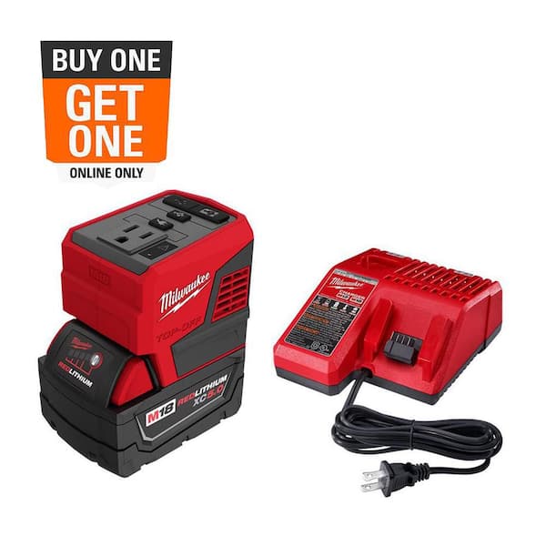 M18 18-Volt Lithium-Ion 175-Watt Powered Compact Inverter with 5.0 Ah Battery and Charger