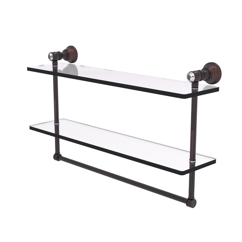 Carolina Crystal 22 in. Double Glass Shelf with Towel Bar in Venetian Bronze price history on PriceWatchPro