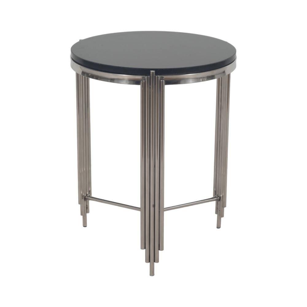 19 in. Gold Round Steel Top Vertical Rod Base End Table