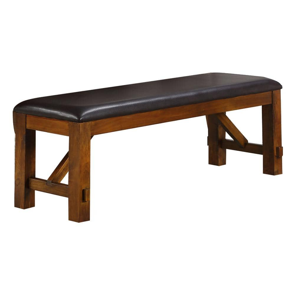 Acme Furniture ApoLo Espresso PU and walnut Upholstered Bench