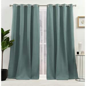 Sawyer Sage Solid Light Filtering Grommet Top Curtain, 52 in. W x 108 in. L (Set of 2)