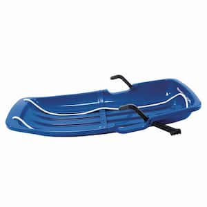 Classic Toboggan 48 in. Snow Sled, Up To 2 Riders, Brakes, Kids 4 and Up, Blue