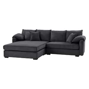 Carlo Modern 104 in. 2-Piece Fabric Upholstered Reversible Sectional Sofa with Storage in Charcoal