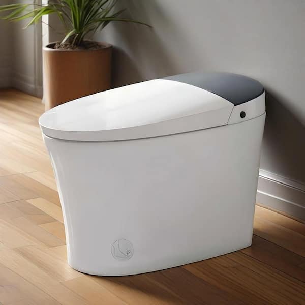 Tankless Elongated Smart Toilet Bidet in White with Auto Open and Close, Instant Warm Water, 1.1/1.6 Gal Per Flush
