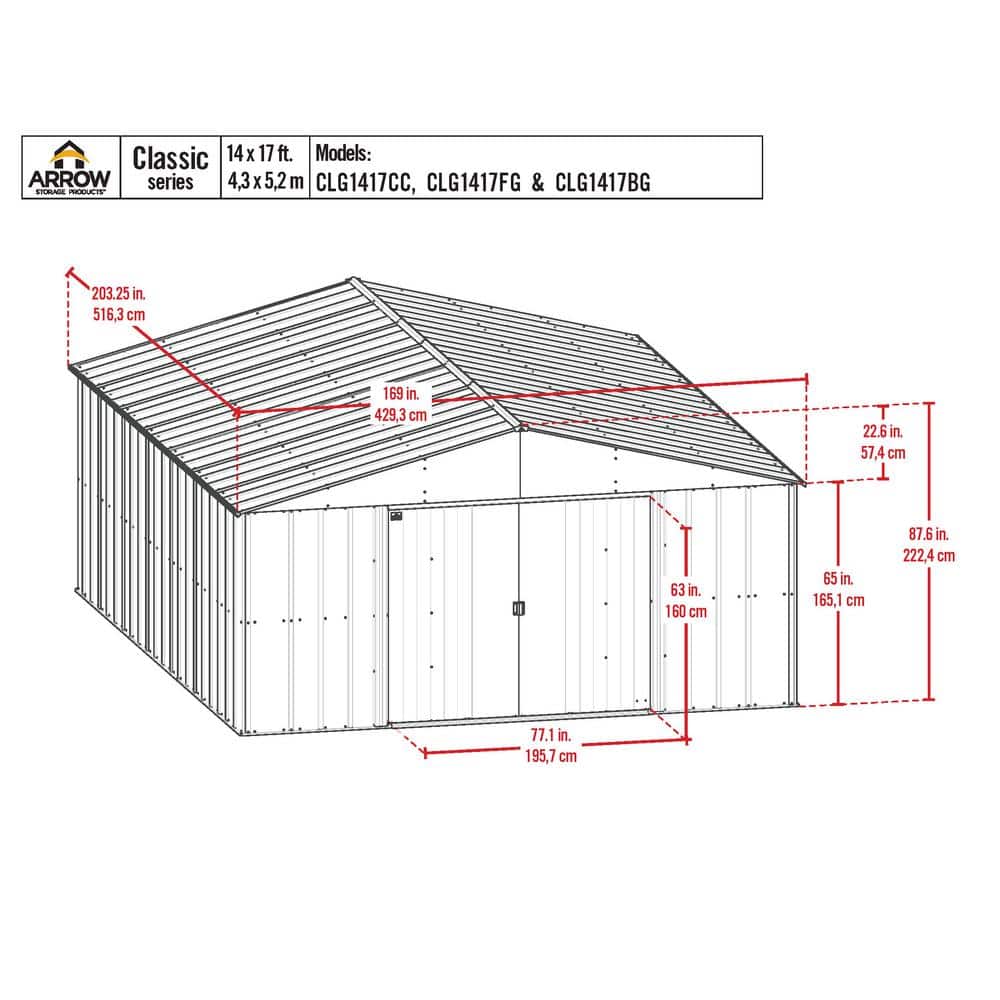 14 ft x 17 ft Blue Grey Steel Storage Shed