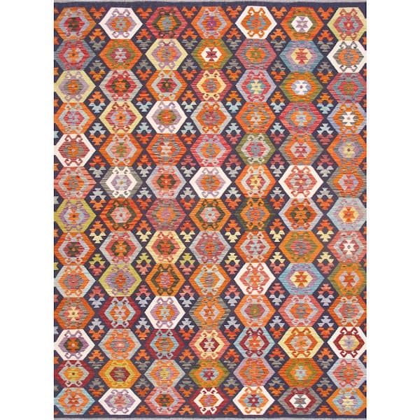 Pasargad Home Kilim Multi 9 ft. x 11 ft. Geometric Wool Area Rug