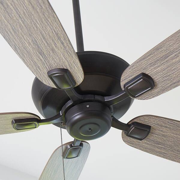 Generation Lighting - Colony Max 52 in. Transitional Aged Pewter Ceiling Fan with Light Grey Weathered Oak Blades and Pull Chain