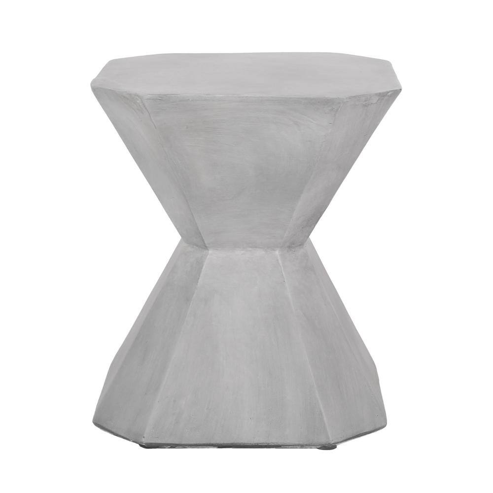 Gray Geometric Concrete Outdoor End Table