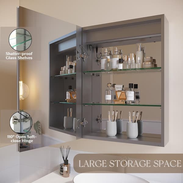 Ultra 15 x 26 Recess Mount Glass Shelves Medicine Cabinet