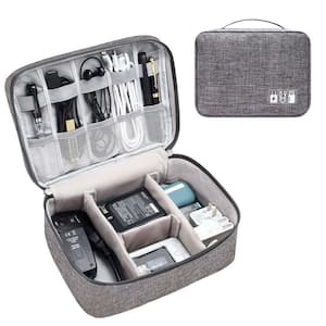 Gray Travel Electronic Accessories Organizer Bag, Cable Charger Organizer, Water Proof Digital Storage