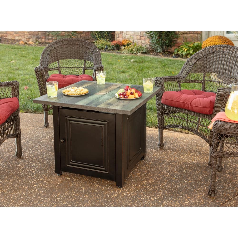 30" Black and Brown Steel and Resin Outdoor Fire Pit