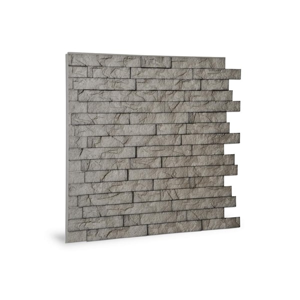 Innovera Decor By Palram 24 X Ledge Stone Pvc Seamless 3d Wall Panels In Portland Cement 1 Piece 704544 The Home Depot - Faux Stone Wall Panels Home Depot