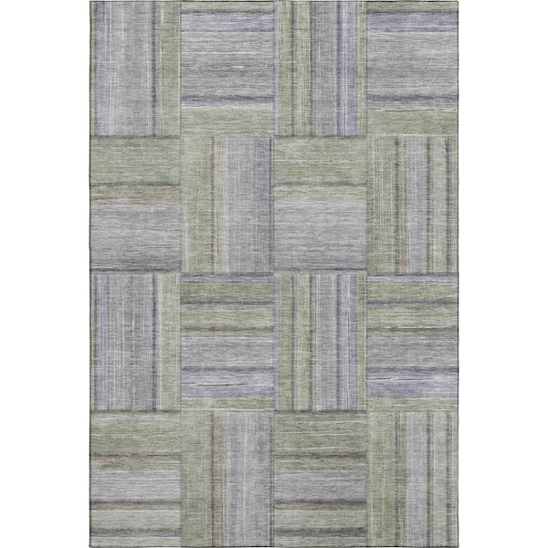Mayfield Premium Machine Washable Abstract AMF2285 Fern 5 ft. x 7 ft. 6 in. Area Rug