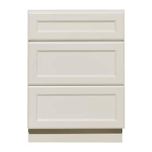 LaPort Assembled 12x34.5x24 in. Base Cabinet with 3 Drawers in Classic White