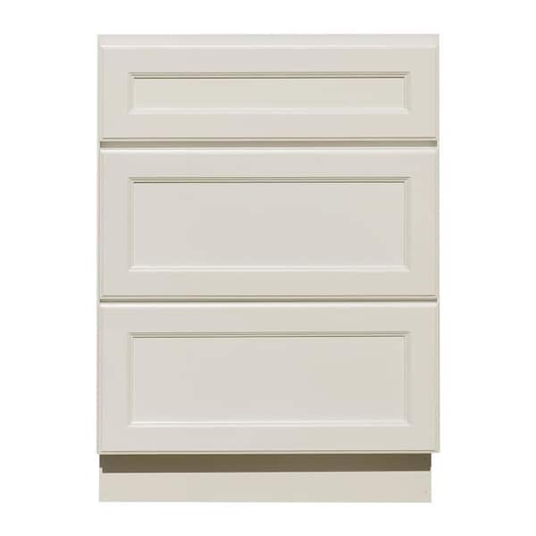 LIFEART CABINETRY LaPort Assembled 24x34.5x24 in. Base Cabinet with 3 Drawers in Classic White