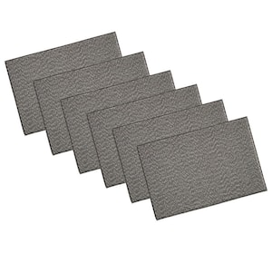 EveryTable 18 in. x 12 in. Black & White Weave PVC Placemat (Set of 6)