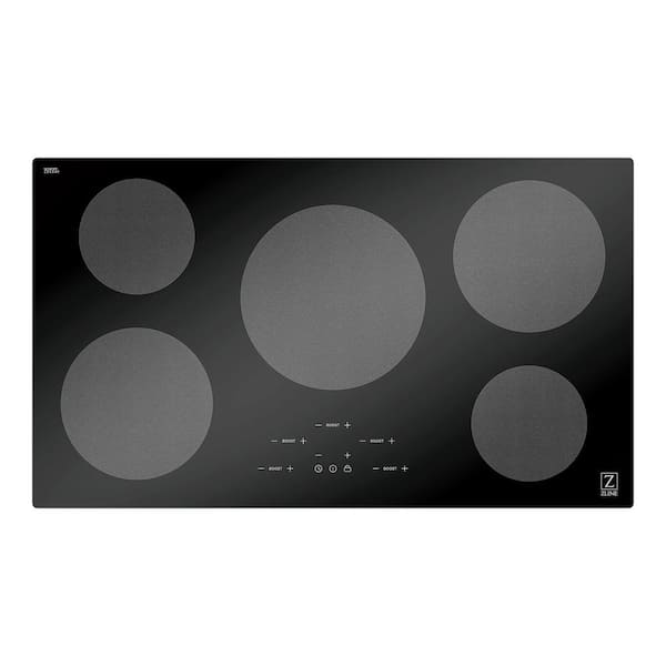36 in. 5-Burner Element Top Control Induction Cooktop with Touch Controls in Black Glass