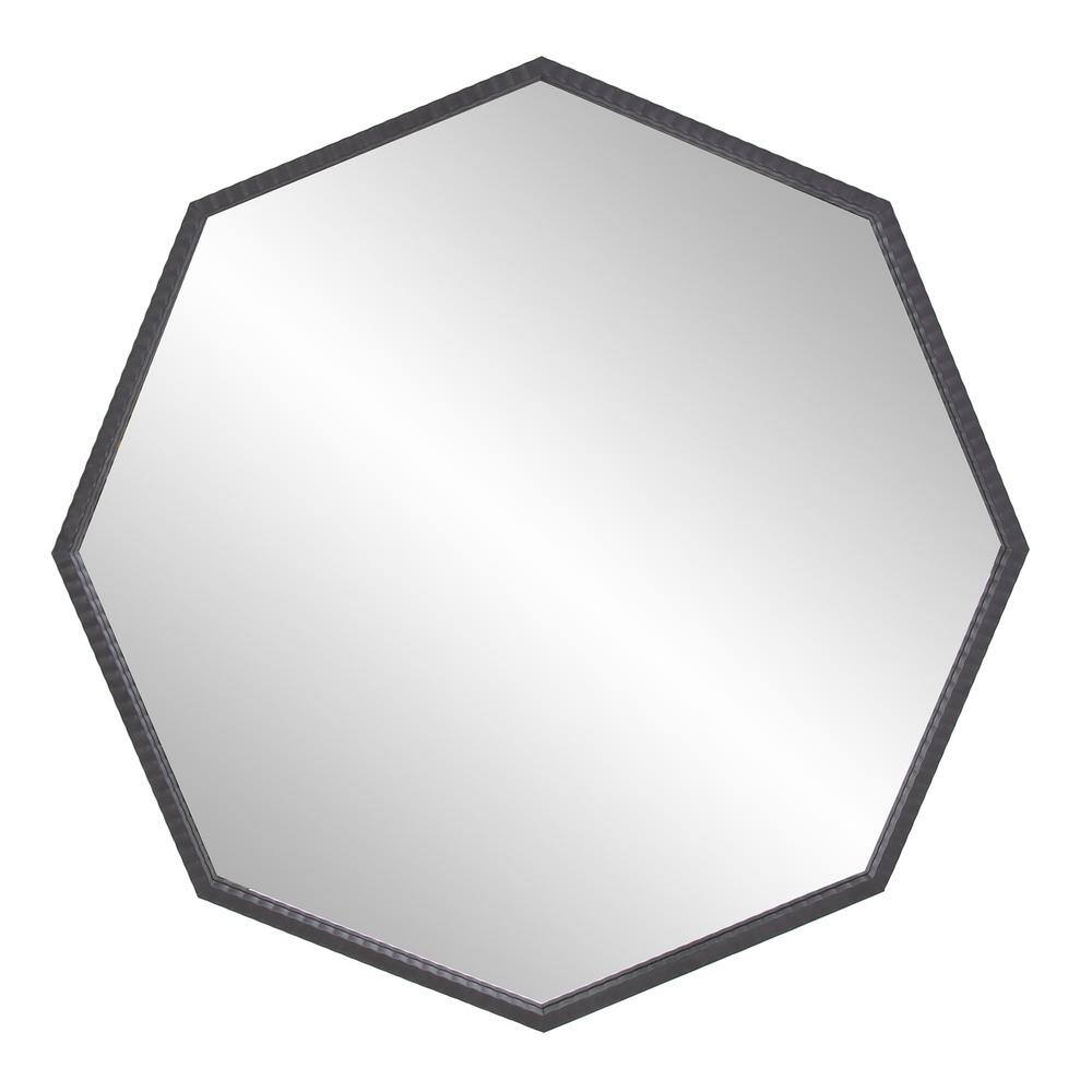 Matte Graphite Industrial Octagonal 38" Wall Mirror