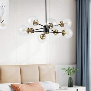 8-Light Black Sputnik Chandelier with Clear Glass Shades