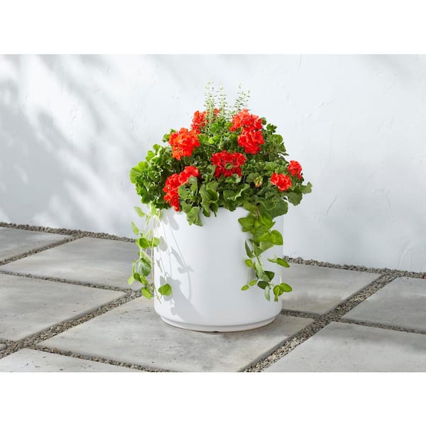 Vigoro 15.6 in. Eloise Large Modern White Ceramic Cylinder Vigoro 15.6 in. Eloise Large Modern White Ceramic Cylinder